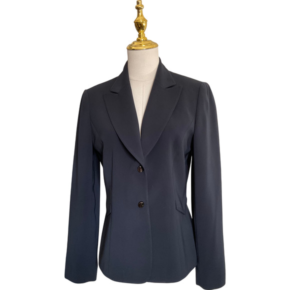 Tahari Women's Petite Blazer Coat Size 6P Polyester Solid Navy Blue Stylish - Picture 1 of 10